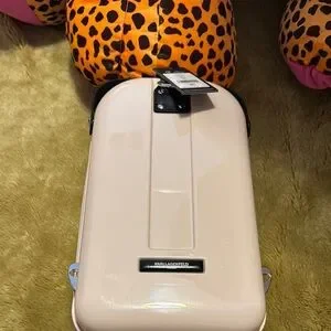 NWT Karl Lagerfeld Blush Pink Suitcase Backpack/Crossbody Bag with Iconic Design Amazon.com | Karl Lagerfeld Paris Blush Kat Expandable  main image 4